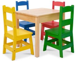 Melissa & Doug - Kindertafel met 4 Stoelen - Primaire Kleuren