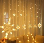 Dolami Sterrengordijn Kerstverlichting Met Afstandsbediening – 3,7 Meter - Warm Wit - 8 Lichteffecten – Lichtgordijn Voor Binnen En Buiten