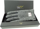 Glen Appin Heren handschoenen Black White Tweed en zwart leer - Made in Scotland