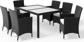 Casa Tuinset Polyrattan Milan 6+1 Set - Zwart