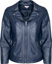 EVIVA - PU LEREN BIKER JAS MET RITS, NAVY