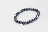 Bubbels Sieraden Crystal armband anthracite pearl shine - grijs - Maat one size - f10