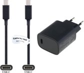 Snellader + 0,5m USB C kabel (3.1). 20W Fast Charger lader. PD oplader adapter geschikt voor o.a. Samsung Galaxy A80, A8s (G887) uit 2019, A9 (A920) uit 2018, A90, C7 Pro, C9 Pro, F52, F62, M31s, M32, M51, M62