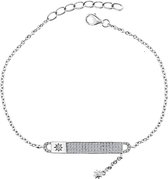 Juwelier Emo - Plaatarmband Zilver met Zirkonia stenen – Zilver 925 – 17.5 + 3 CM
