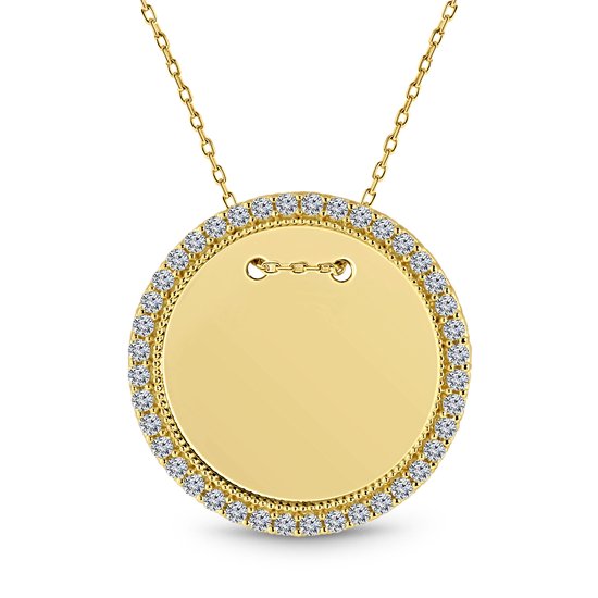 Juwelier Emo - Collier en or jaune Plaque de gravure Ronde - Or jaune 14  carats -... | bol.com