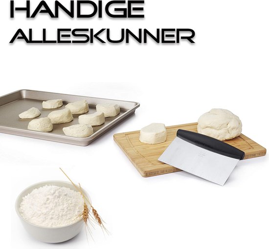 Ergonomische Deegsteker RVS - Deegschraper - Pizza mes - Deegkrabber - Groentesnijder - Keukenschraper - Deegsnijder - Cake & Taart Schraper