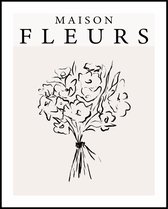 Poster Abstract Bloemen - Maison Fleurs - Art Print - 50x40