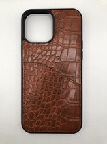 Hoogwaardige Slangenprint Back Cover met pasjes vakje - geschikt voor iPhone 13 Pro Max - Bruin