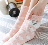 Fluffy Dames sokken - huissokken - roze - print schaap - 36-40