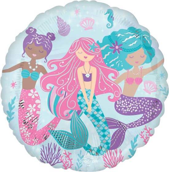 Anagram Folieballon Mermaid Junior 43 Cm Lichtblauw/roze/paars