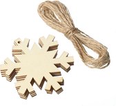 Houten kersthangers - Kerstdecoratie voor binnen - 10 stuks sneeuwvlok hangers - Kerstversiering - Sneeuwvlokken hangers