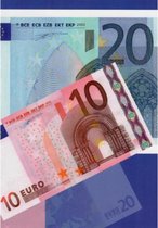 Een kleine bijdrage speciaal voor jou! Een blanco wenskaart met een afbeelding van briefgeld. Een biljet van tien en twintig euro. Te gebruiken voor bijvoorbeeld verjaardagen. Een
