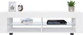 LED TV meubelkast - Moderne witte matte behuizing - Met LED-verlichting - 120/130cm Breedte TV-bureau opberger - Voor woonkamer Huisinrichting - Stijl 3