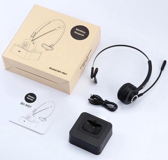 Nince Draadloze Headset met Microfoon – Bluetooth Headset – Draadloos – Headset Met Microfoon - Voor Laptop, PC & Smartphone – Zwart