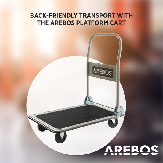 AREBOS Platformwagen - Plateauwagen - Transportwagen Inklapbaar - Transportkar 150 kg - Arebos