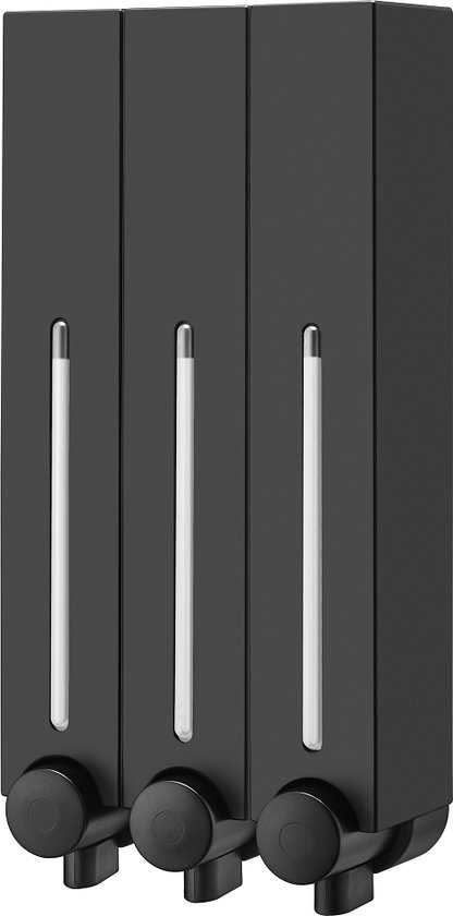 Zeepdispenser - Mat Zwart - 3 Kamer - 3 Reservoirs - 3 x 500ml - hangend - wandmontage