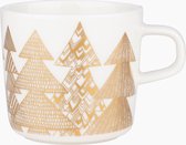 Marimekko - Kuusikossa - koffiekopje - 2 dl - Wit - Gouden kerstboom design