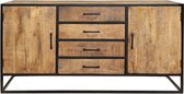 Dressoir - 160x45x75 - Naturel/zwart - Mangohout/metaal