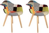 Set van 2 Scandinavische fauteuils - Stof - L 62 x D 60,5 x H 86 cm - PATCHWORK