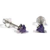 Aramat jewels ® - Zirkonia zweerknopjes driehoek 4mm oorbellen paars chirurgisch staal