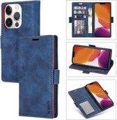 GSMNed – Hoogwaardig iPhone 12 Mini Hoesje Blauw – Luxe Leren Pu Hoesje – 3 pasjes houder – Bekus hoesje – magnetische sluiting