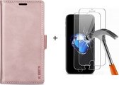 GSMNed – Hoogwaardig iPhone 12 Mini Hoesje Roze – Luxe Leren Pu Hoesje – 3 pasjes houder – Bekus hoesje – magnetische sluiting – Met Screenprotector