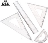Donkersstuff -  Linialenset - Liniaal Set - Geodriehoek - Transparant - 4-delig