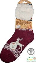 Antonio Huissokken - Huissokken Rendier - Bordeaux Rood - Dames - Antislip ABS - One Size (35-42) - Hüttensocken - Sloffen