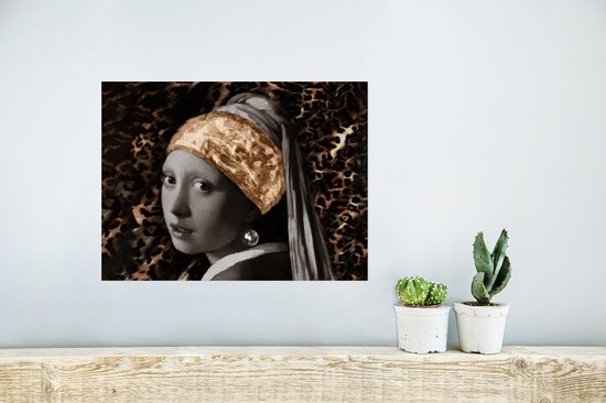 Affiche Jeune Fille à la Perle - Peinture - Imprimé Panthère - 40x30 cm