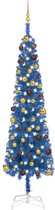 Huis en Tuin Depot Kerstboom Met Led'S En Kerstballen Smal 240 Cm Blauw