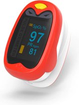 Vitafa Saturatiemeter kind - Zuurstofmeter Vinger - Hartslagmeter - Saturatiemeters - Oximeter Best Getest - Rood