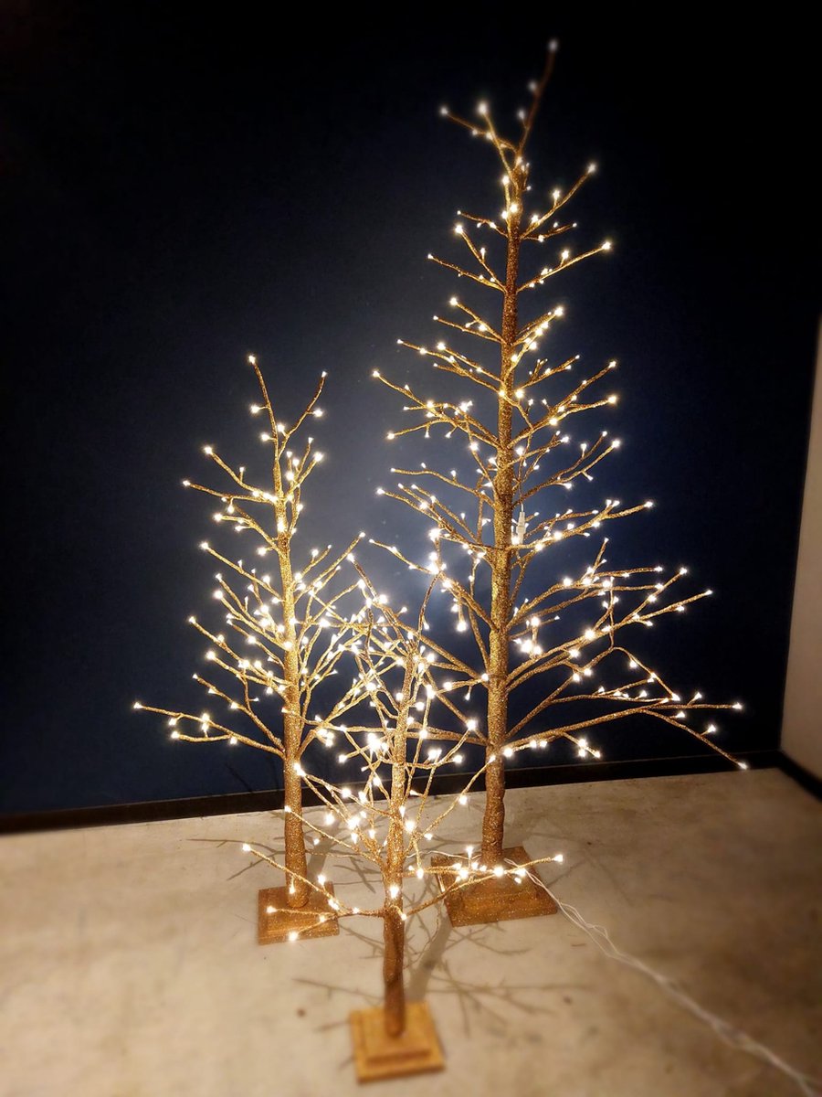 Kunstboom | Kerst | Koperkleur | Glitter | Met verlichting | H180cm