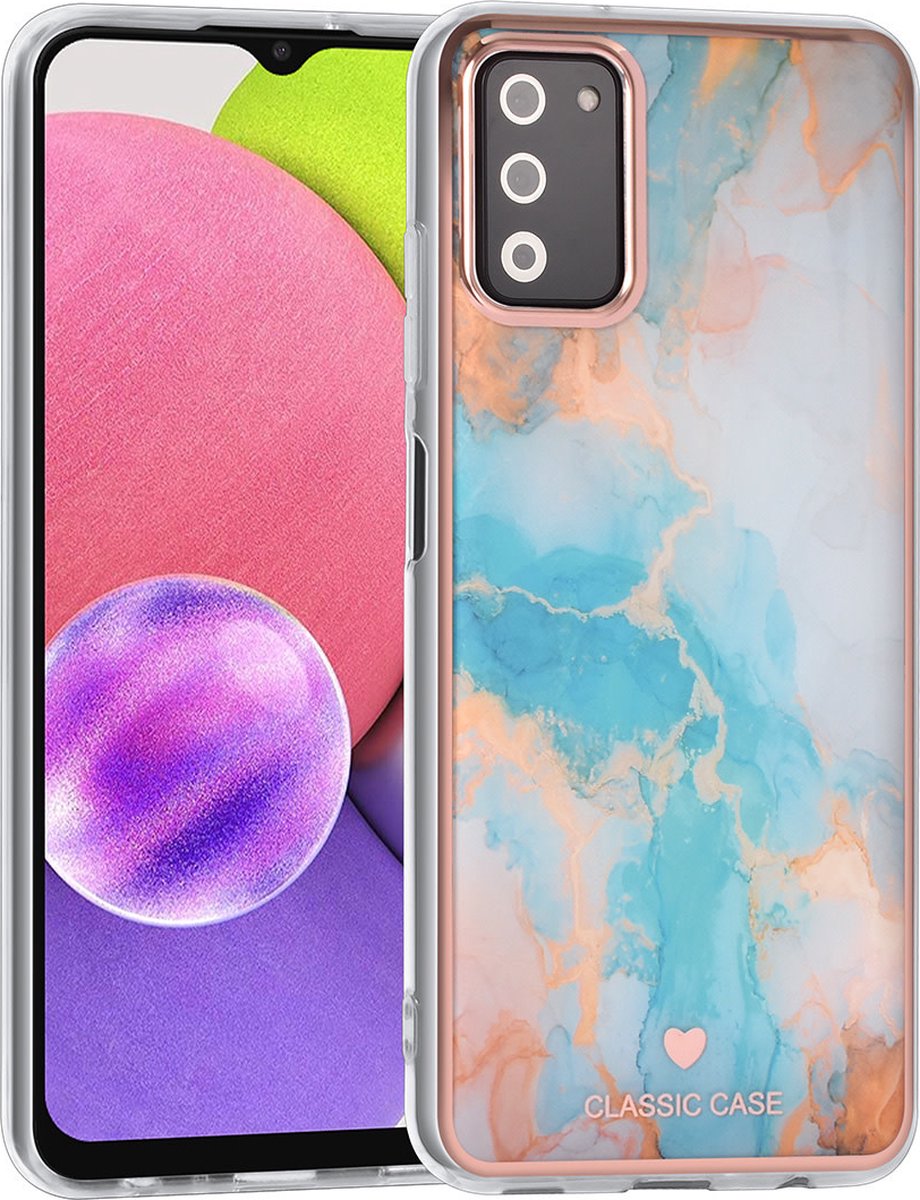 UNIQ Classic Case Samsung Galaxy A03s TPU Backcover hoesje - Marble Blue