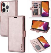 GSMNed – Hoogwaardig iPhone 13 Mini Hoesje Roze – Luxe Leren Pu Hoesje – 3 pasjes houder – Bekus hoesje – magnetische sluiting