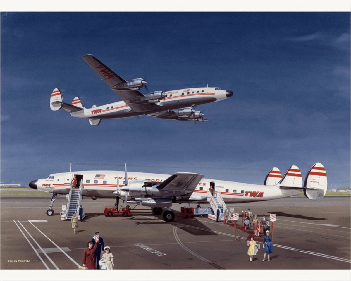 TP Aviation Art Thijs Postma - TP Aviation Art - Poster - Lockheed L-1649 Starliner TWA - 40x50cm Kleur