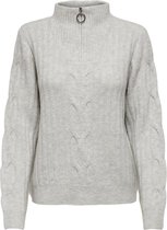 Jacqueline de Yong Trui Jdyandrea L/s Zip Cable Pullover Knt 15242811 Super Light Grey Melange Dames Maat - L