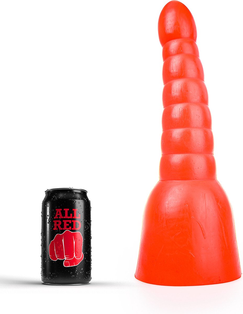 Goedkoopste All Red Geribbelde Anaal Dildo 34 x 11 cm - rood