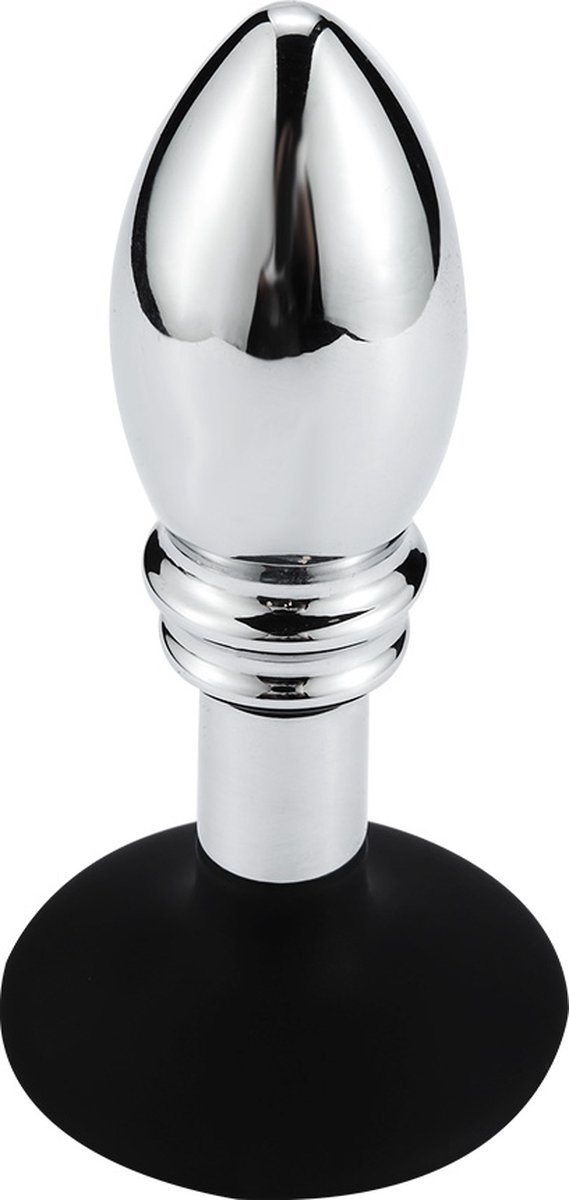 Goedkoopste Buttplug aluminium met bal en ribbels en zuignap