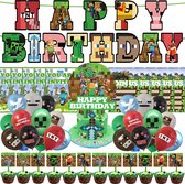 TDR-Minecraft minecraft-themafeest- verjaardags decoratieset  plus uitnodigingskaart- set van 50 delige