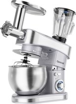 OSMOND keukenmachine Staande Mixers, 1200W Mixer Keukenrobot voor Bakken, met 6.5L Roestvrijstalen Mengkom, Deeghaak, Klopper, Garde (zilver)