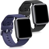 kwmobile 2x armband voor Willful Fitnesstracker / Smartwatch - Bandjes voor fitnesstracker in zwart / donkerblauw