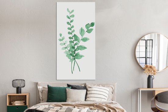 Peinture sur toile Aquarelle - Feuilles - Plantes - 80x160 cm - Décoration murale