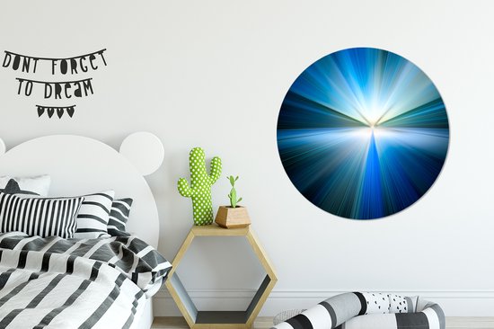 Cercle mural - Cercle mural - Image abstraite avec une lueur bleue - Aluminium - ⌀ 90 cm - Intérieur et extérieur
