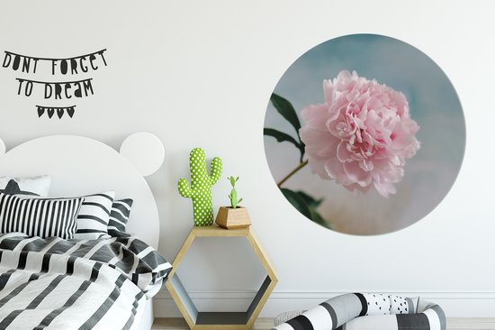 WallCircle - Cercle mural - Cercle mural - Pivoine rose sur fond gris - Aluminium - Dibond - 120x120 cm - Intérieur et Extérieur XXL