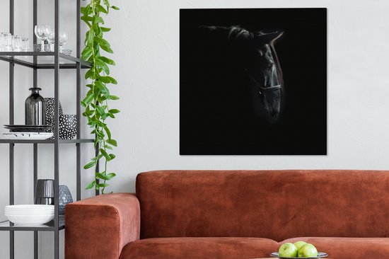 Toile d'étalon Knabstrupper noir 2cm 90x90 cm - Tirage photo sur toile (Décoration murale salon / chambre) / Animaux de la ferme Peintures sur toile
