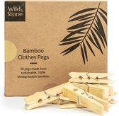 Wild & Stone - Bamboe Wasknijpers - Biologisch Afbreekbaar - Vegan - 20 stuks