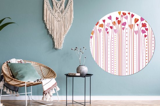 WallCircle - Wall Circle - Wall Circle Indoor - Une Illustration de Cœurs en Croissance - 120x120 cm - Décoration murale - Peintures Ronds XXL
