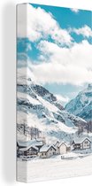 Canvas Schilderij Alpen - Sneeuw - Bergen - 20x40 cm - Wanddecoratie