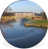 WallCircle - Wandcirkel - Muurcirkel - Den Bosch in de winter en een bevroren rivier in Nederland - Aluminium - Dibond - ⌀ 30 cm - Binnen en Buiten