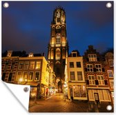 Tuinposters Nacht - Domtoren - Utrecht - 50x50 cm - Tuindoek - Buitenposter